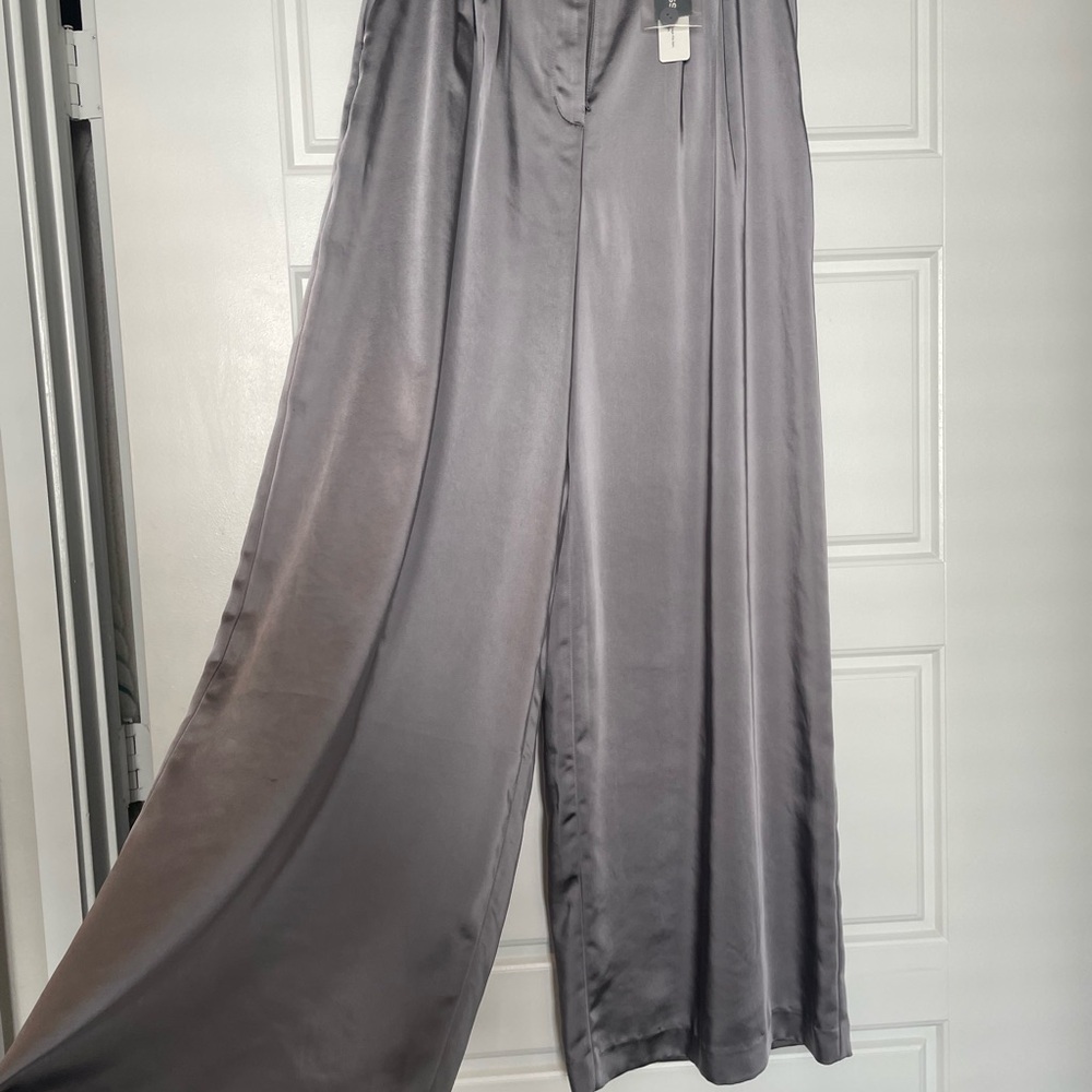Express Gray Satin Wide-Leg Pants